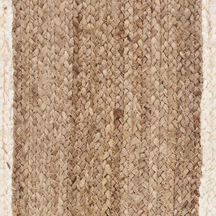80" Natural And Cream Geometric Bordered Jute Table Runner