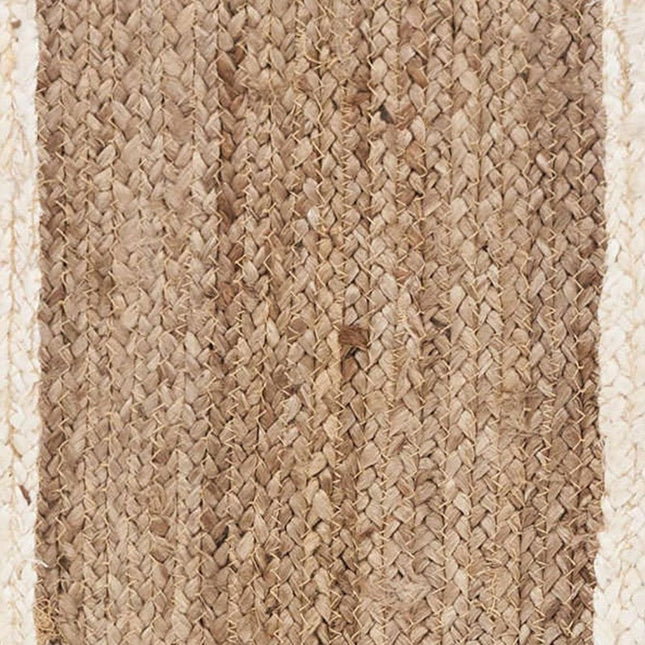 80" Natural And Cream Geometric Bordered Jute Table Runner