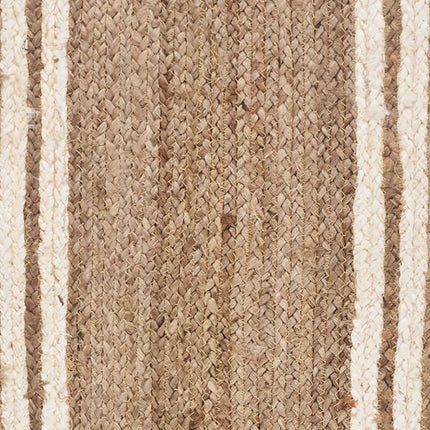 80" Natural And Cream Geometric Bordered Jute Table Runner