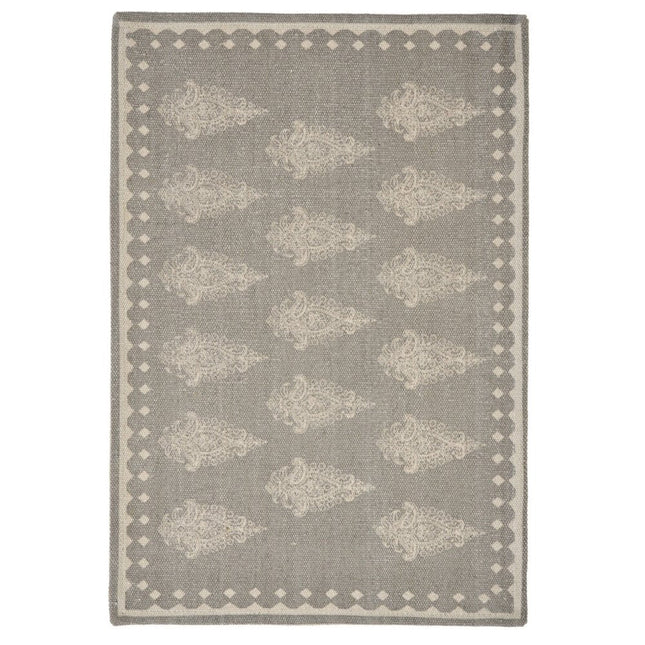 19" Set of Four Gray And Cream Geometric Medallion Cotton Placemats HomeRoots