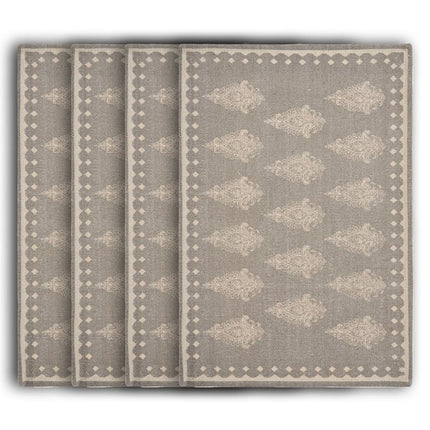 19" Set of Four Gray And Cream Geometric Medallion Cotton Placemats HomeRoots