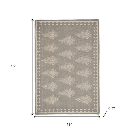 19" Set of Four Gray And Cream Geometric Medallion Cotton Placemats HomeRoots