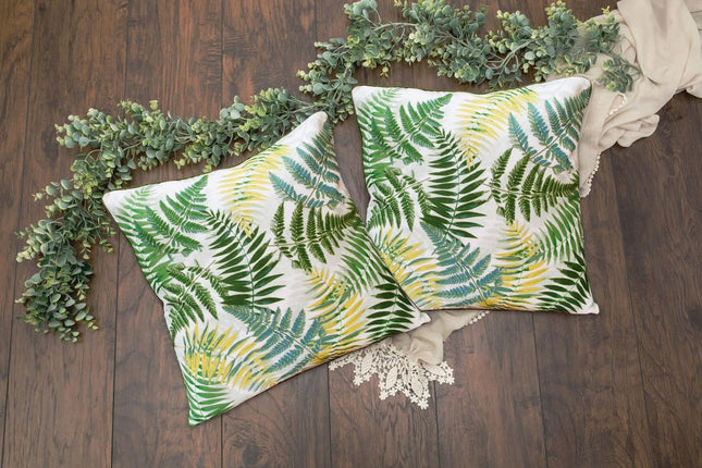 Set of Two 20" Green and Yellow Throw Pillows HomeRoots