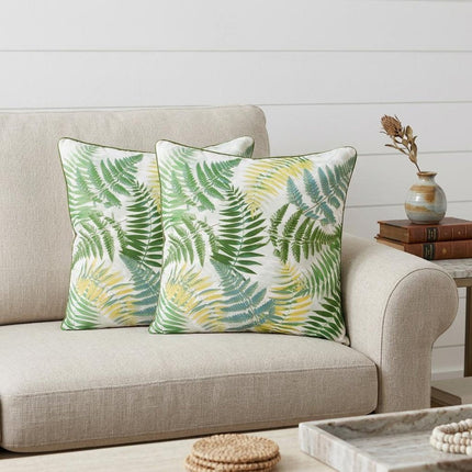 Set of Two 20" Green and Yellow Throw Pillows HomeRoots