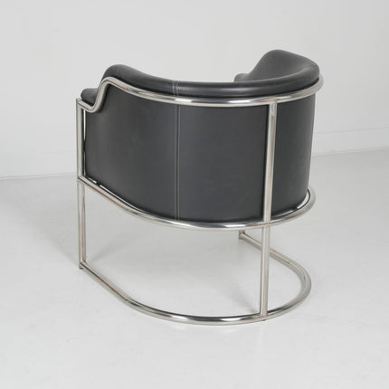 Charcoal and Silver Upholstered Leather Curved Back Dining Arm Chair HomeRoots