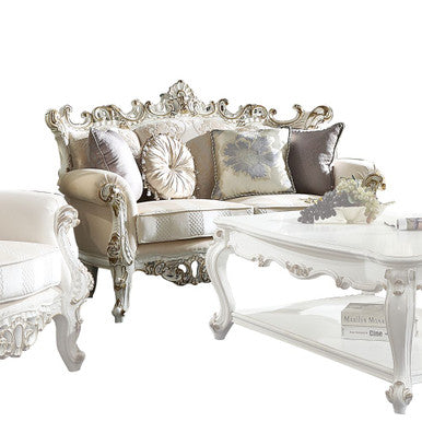 ACME 53461 Picardy II Loveseat with 4 Pillows, Fabric & Antique Pearl ACME Furniture