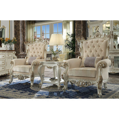 ACME 53463 Picardy II Accent Chair with 1 Pillow, Fabric & Antique Pearl ACME Furniture