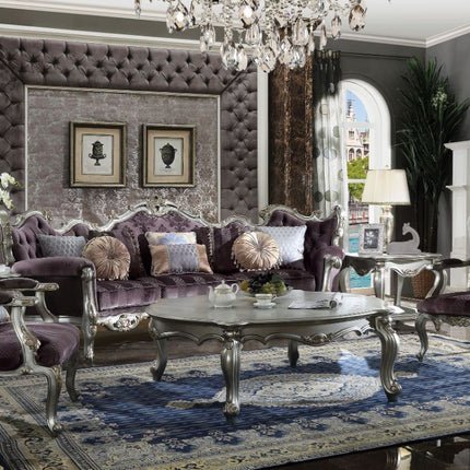 ACME 53465 Picardy Sofa with 8 Pillows, Velvet & Antique Platinum