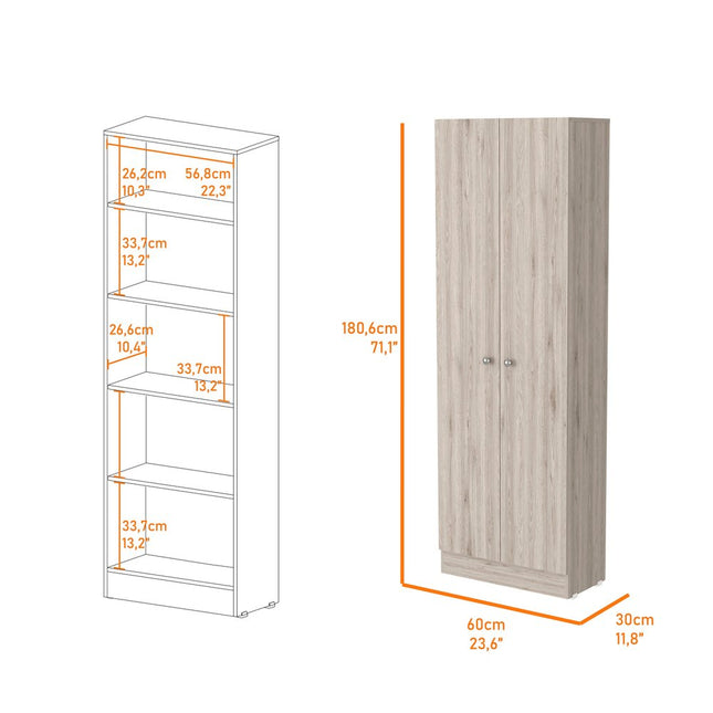 71" Light Gray Wood Pantry Or Storage Closet