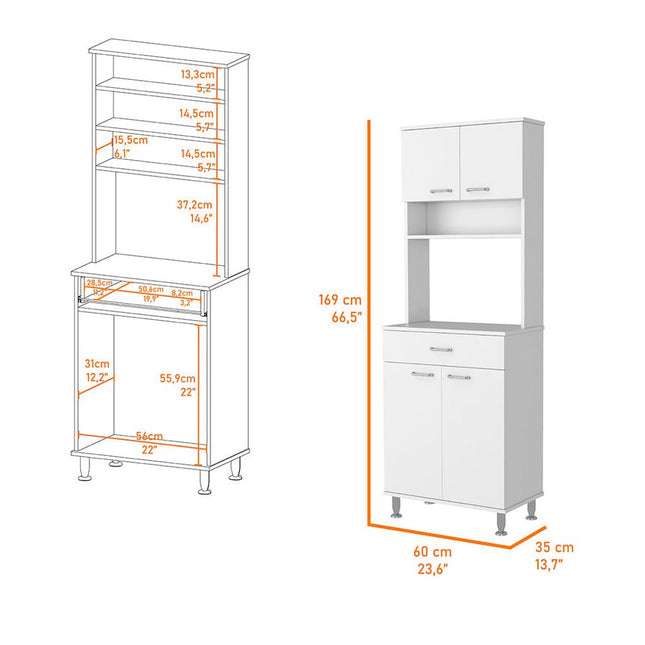 67" White Wood Pantry Or Storage Closet