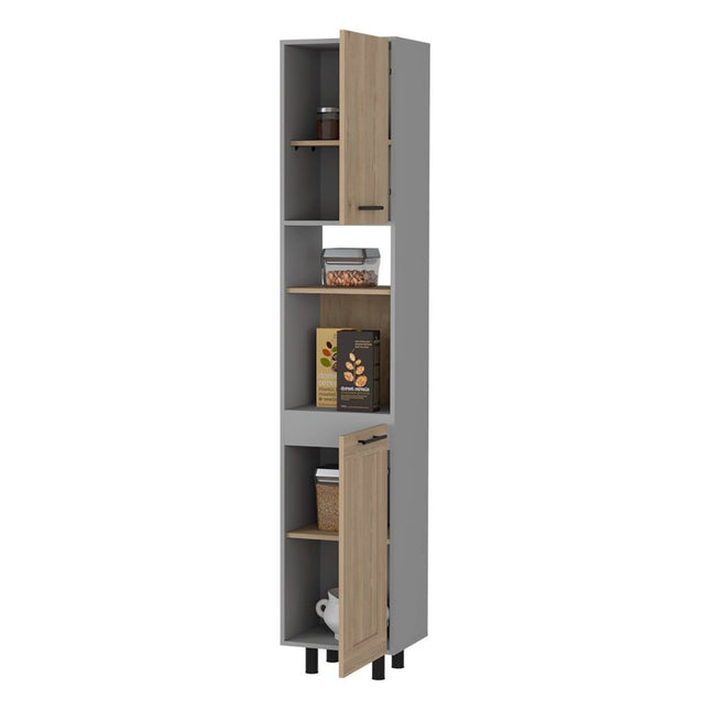 82" Gray Wood Pantry Or Storage Closet