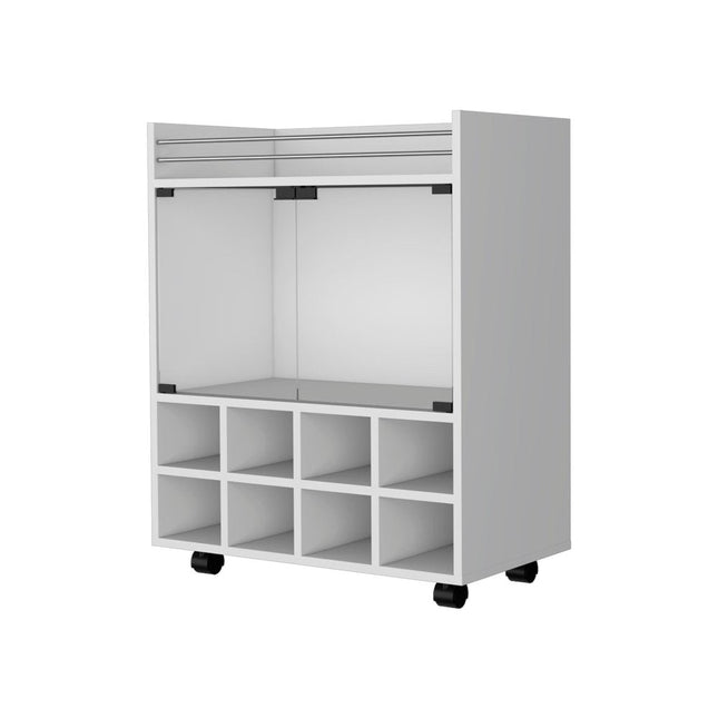 White Rolling Bar Cart With Wine Storage HomeRoots