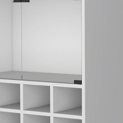 White Rolling Bar Cart With Wine Storage