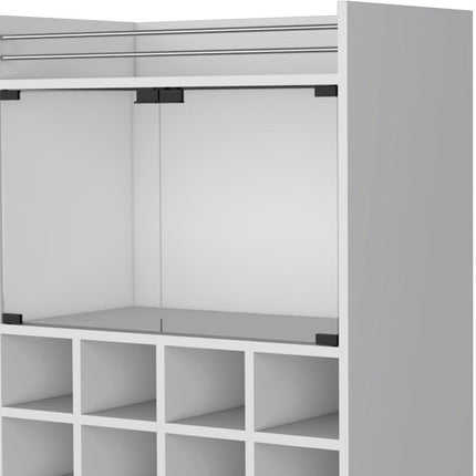 White Rolling Bar Cart With Wine Storage