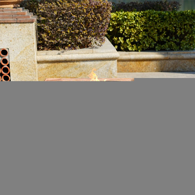 50000 BTU 40" Brown Aluminum Natural Gas Rectangular Fire Pit With Cover HomeRoots