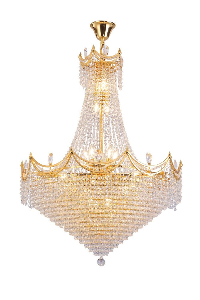 Clear And Gold Empire Multi Light Crystal and Metal Dimmable Chandelier HomeRoots