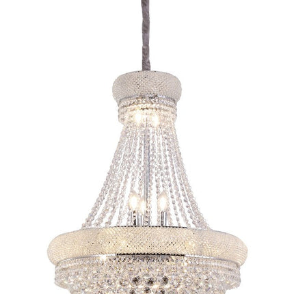 Clear And Silver Empire Multi Light Crystal and Metal Dimmable Chandelier HomeRoots