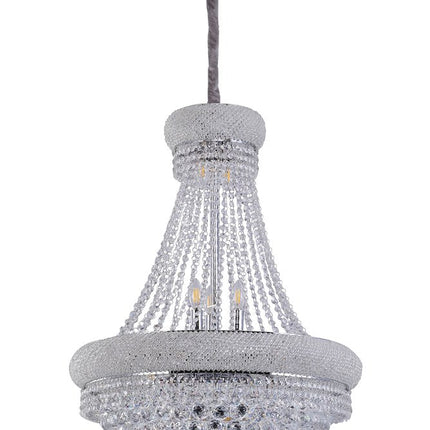 Clear And Silver Empire Multi Light Crystal and Metal Dimmable Chandelier HomeRoots