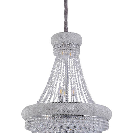 Clear And Silver Empire Multi Light and Metal Crystal Glass Dimmable Chandelier