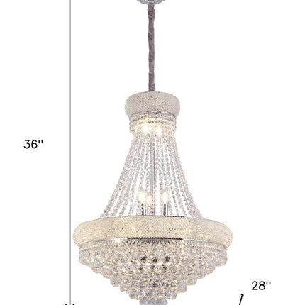 Clear And Silver Empire Multi Light Crystal and Metal Dimmable Chandelier HomeRoots