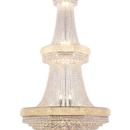 Clear And Silver Empire Multi Light and Metal Crystal Glass Dimmable Chandelier