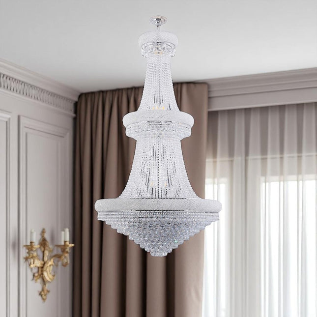 Clear And Silver Empire Multi Light Crystal and Metal Dimmable Chandelier HomeRoots