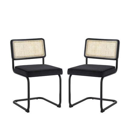 Set of Two Black Upholstered Velvet Dining Side Chairs HomeRoots