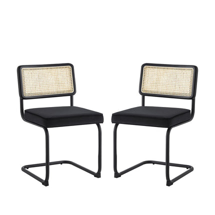 Set of Two Black Upholstered Velvet Dining Side Chairs HomeRoots