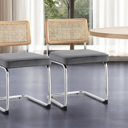 Set of Two Black Upholstered Velvet Dining Side Chairs HomeRoots