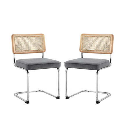 Set of Two Black Upholstered Velvet Dining Side Chairs HomeRoots