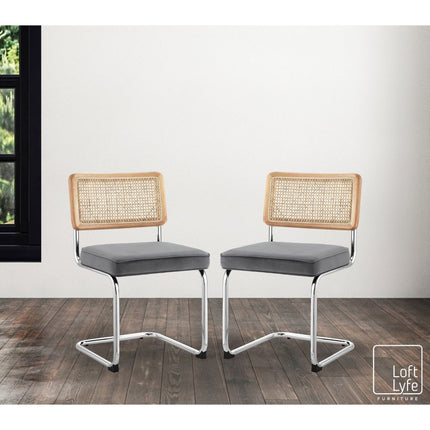 Set of Two Black Upholstered Velvet Dining Side Chairs HomeRoots