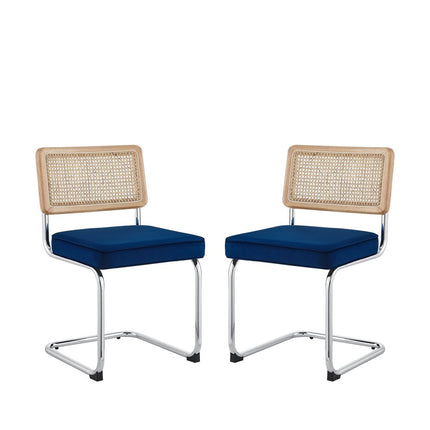 Set of Two Black Upholstered Velvet Dining Side Chairs HomeRoots