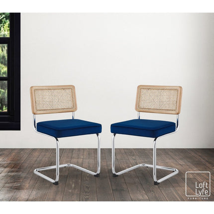 Set of Two Black Upholstered Velvet Dining Side Chairs HomeRoots