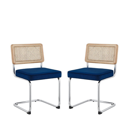 Set of Two Black Upholstered Velvet Dining Side Chairs HomeRoots