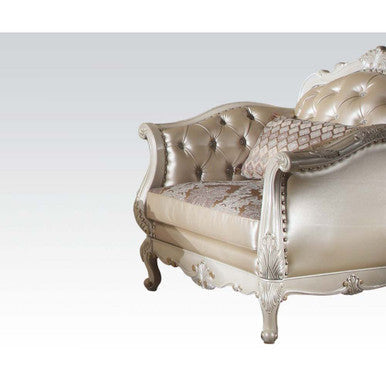 ACME 53542 Chantelle Chair with 1 Pillow, Rose Gold PU/Fabric & Pearl White ACME Furniture