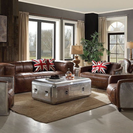 ACME 53545 Brancaster Sofa, Retro Brown Top Grain Leather
