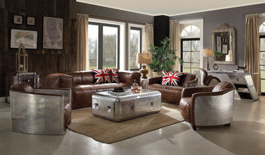 ACME 53545 Brancaster Sofa, Retro Brown Top Grain Leather ACME Furniture