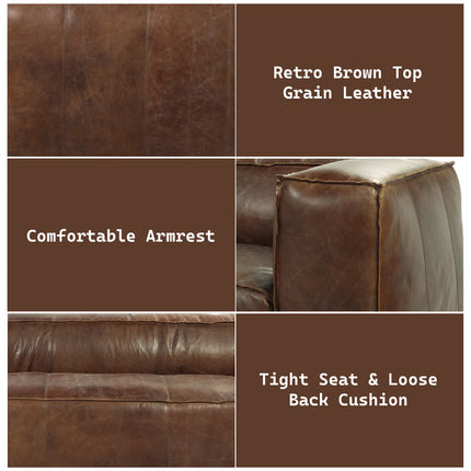 ACME 53545 Brancaster Sofa, Retro Brown Top Grain Leather