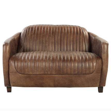 ACME 53546 Brancaster Loveseat, Retro Brown Top Grain Leather & Aluminum