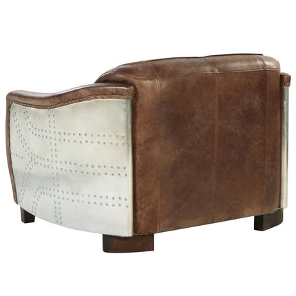 ACME 53546 Brancaster Loveseat, Retro Brown Top Grain Leather & Aluminum