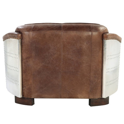 ACME 53546 Brancaster Loveseat, Retro Brown Top Grain Leather & Aluminum