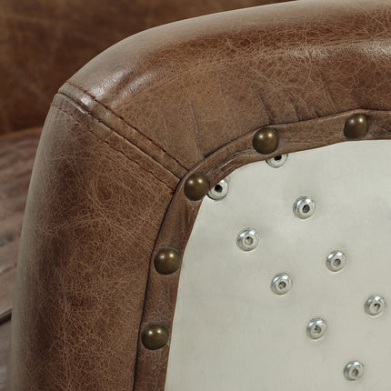 ACME 53546 Brancaster Loveseat, Retro Brown Top Grain Leather & Aluminum