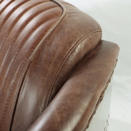 ACME 53546 Brancaster Loveseat, Retro Brown Top Grain Leather & Aluminum