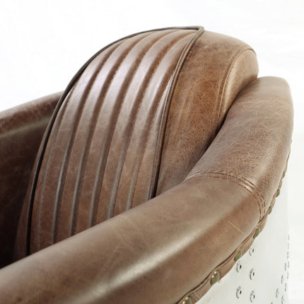 ACME 53547 Brancaster Chair, Retro Brown Top Grain Leather & Aluminum