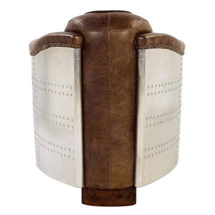 ACME 53547 Brancaster Chair, Retro Brown Top Grain Leather & Aluminum