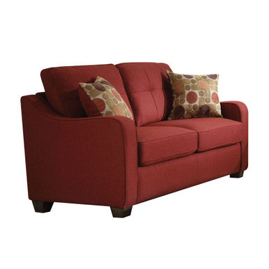 ACME 53561 Cleavon II Loveseat with 2 Pillows, Red Linen ACME Furniture