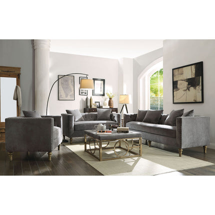 ACME 53580 Sidonia Sofa with 4 Pillows, Gray Velvet
