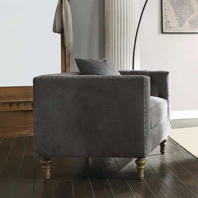 ACME 53582 Sidonia Chair with 1 Pillow, Gray Velvet ACME Furniture