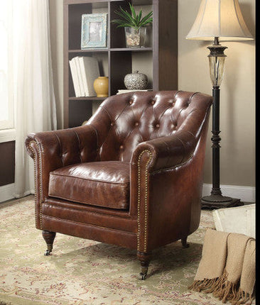 ACME 53627 Aberdeen Chair, Vintage Dark Brown Top Grain Leather ACME Furniture