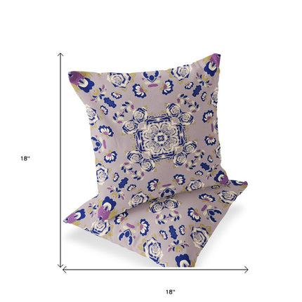 Set of Two Purple And Blue Botanical Indoor Outdoor Throw Pillow HomeRoots